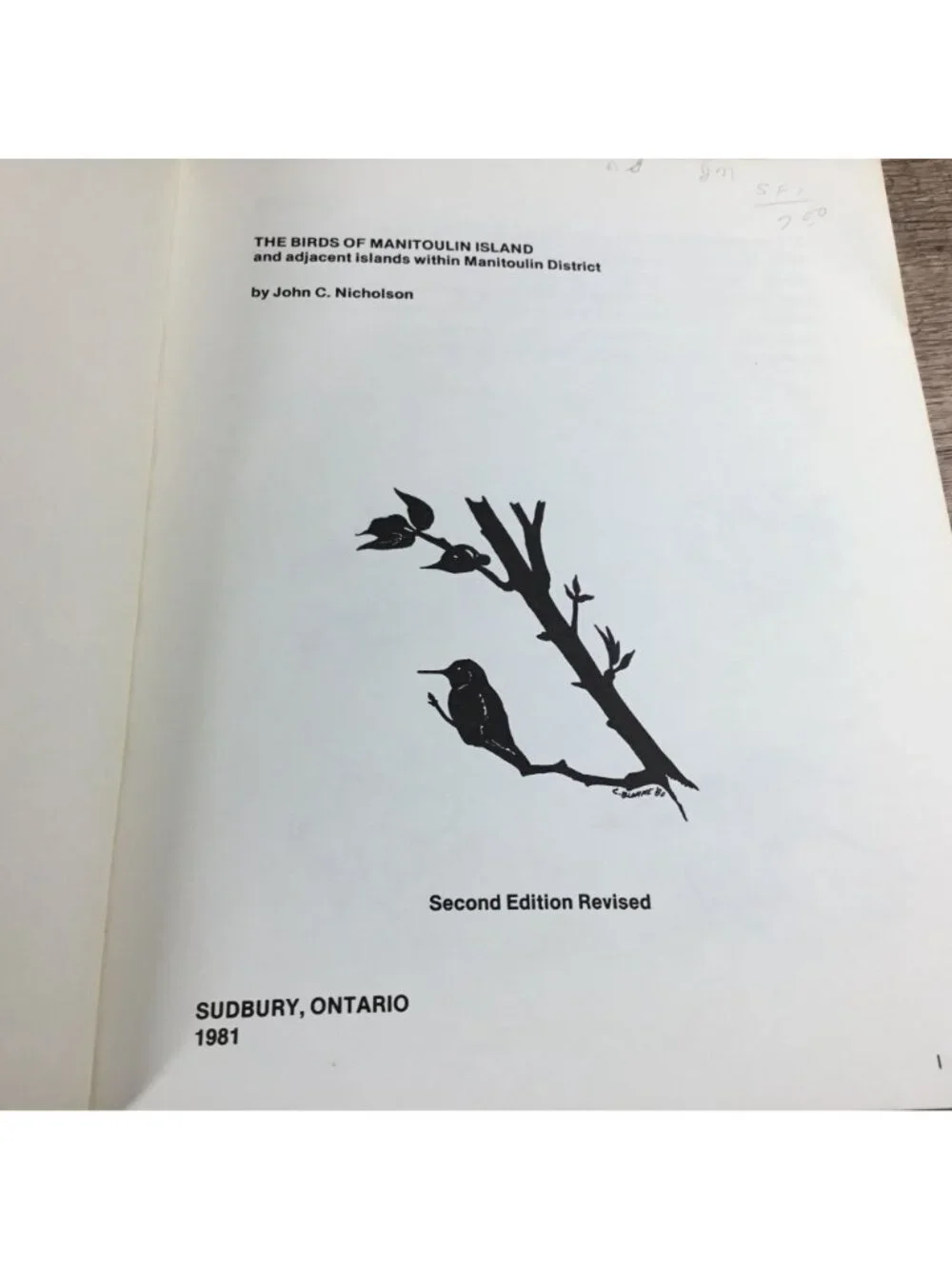 Birds Of Manitoulin Island By John C. Nicholson Second Edition Revised 1981
